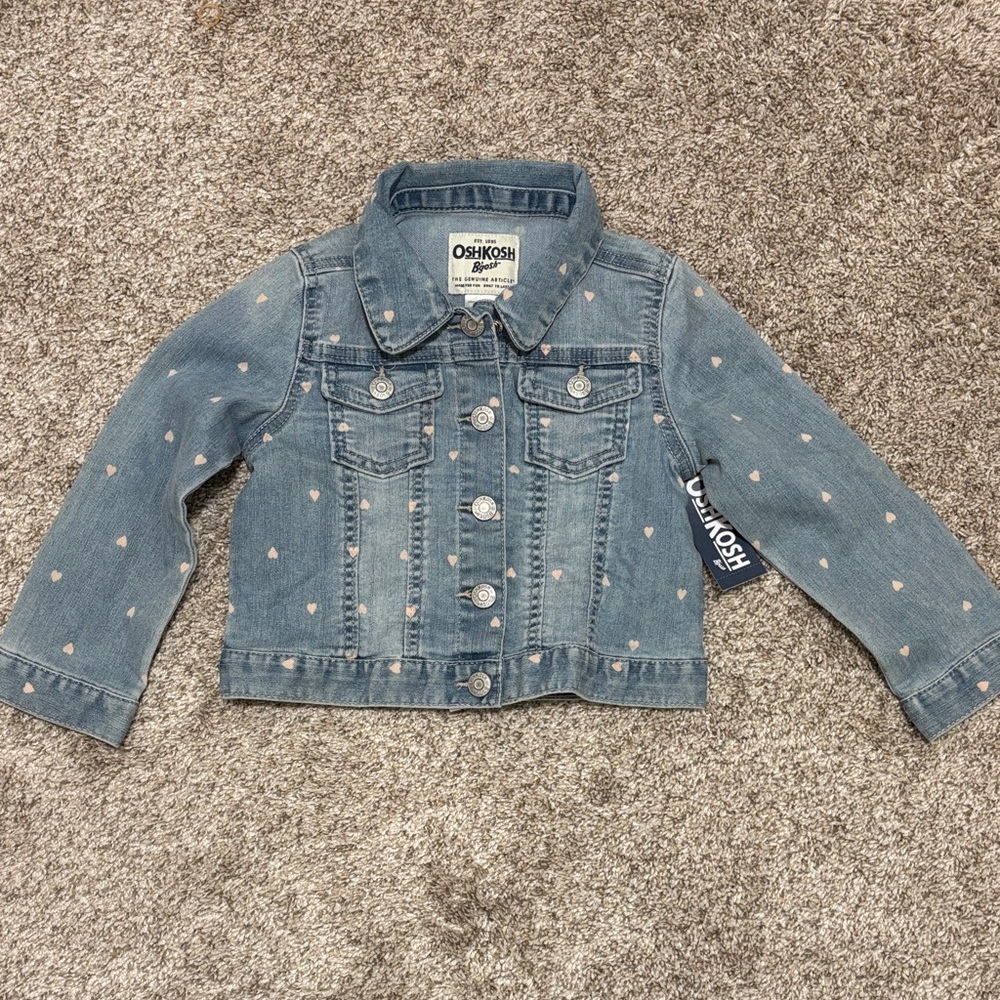 BRAND NEW OshKosh B'gosh Light Blue Toddler Jean Jacket with Heart Accents